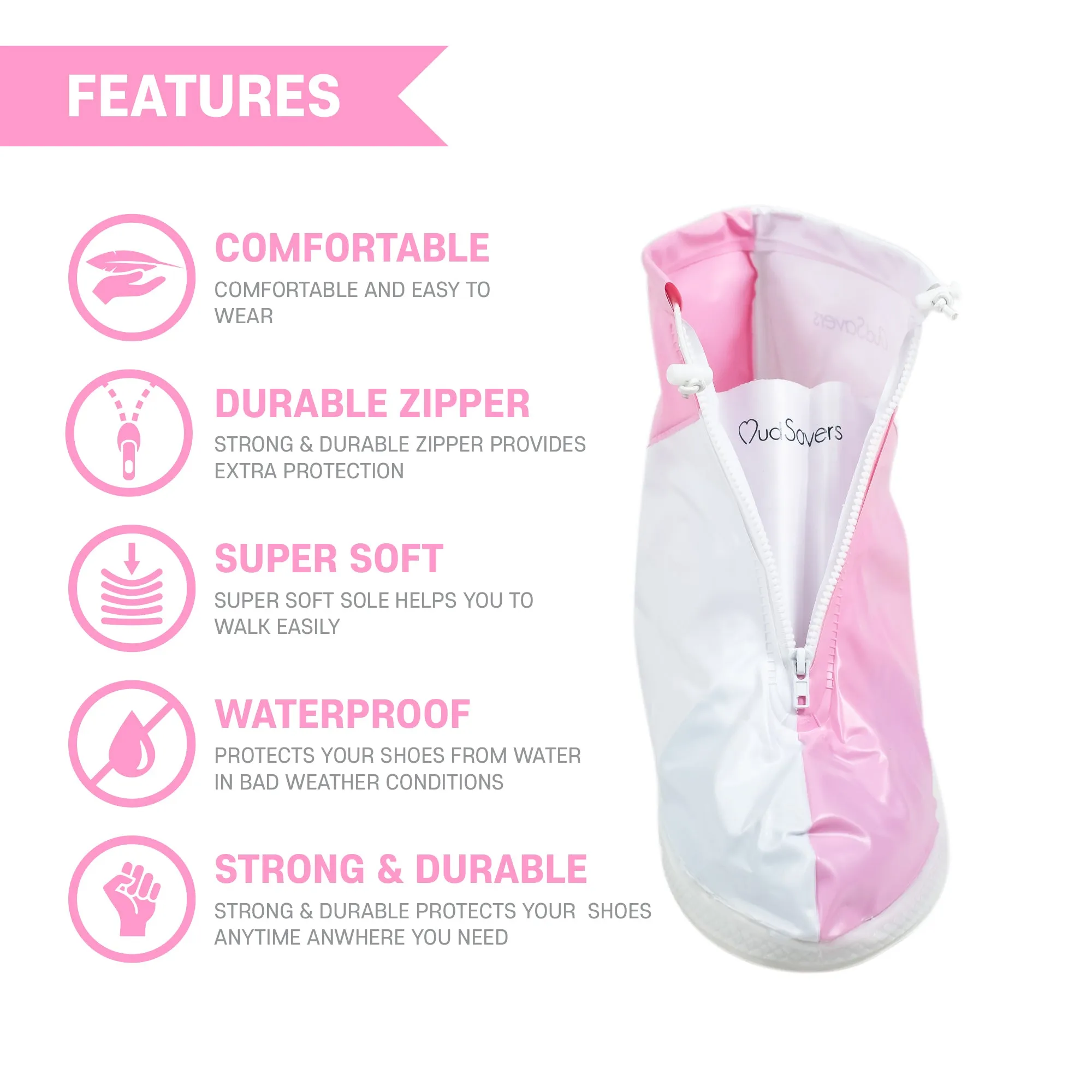 MudSavers Pink/White Shoe Covers