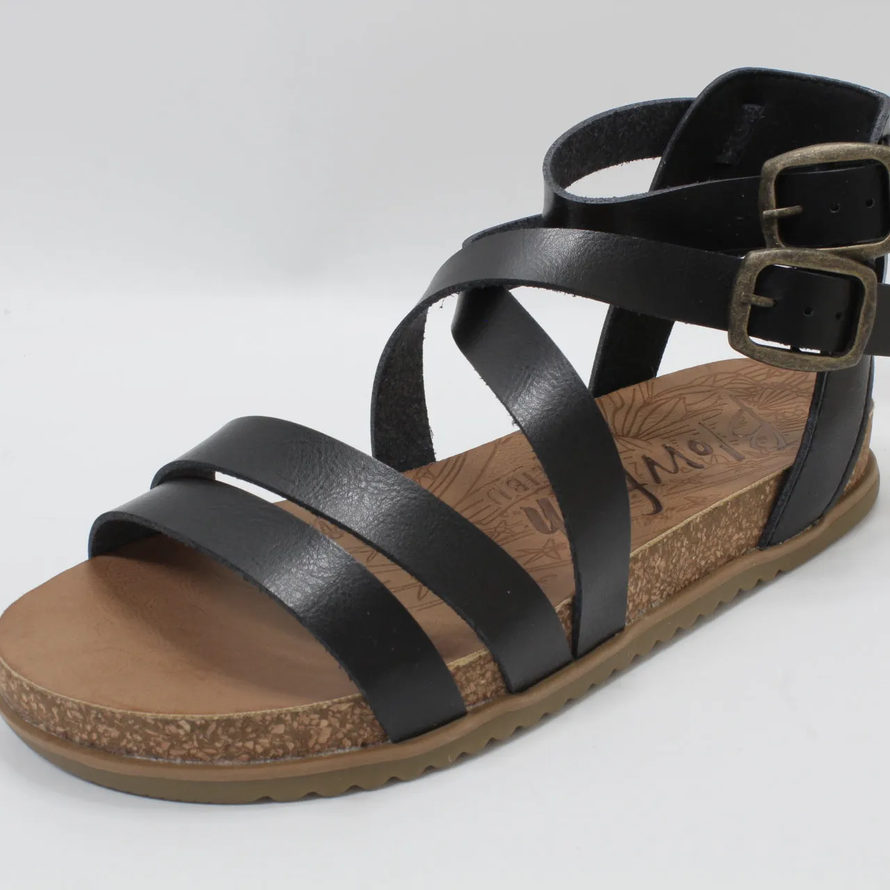 ODD SIZES - Womens Blowfish Fandie Sandals Black Dyecut - UK Sizes Right 6/Left 7