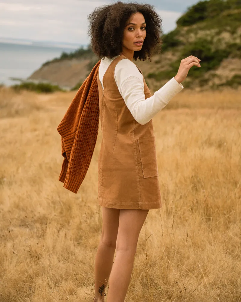 Organic Corduroy V-Neck Mini Dress