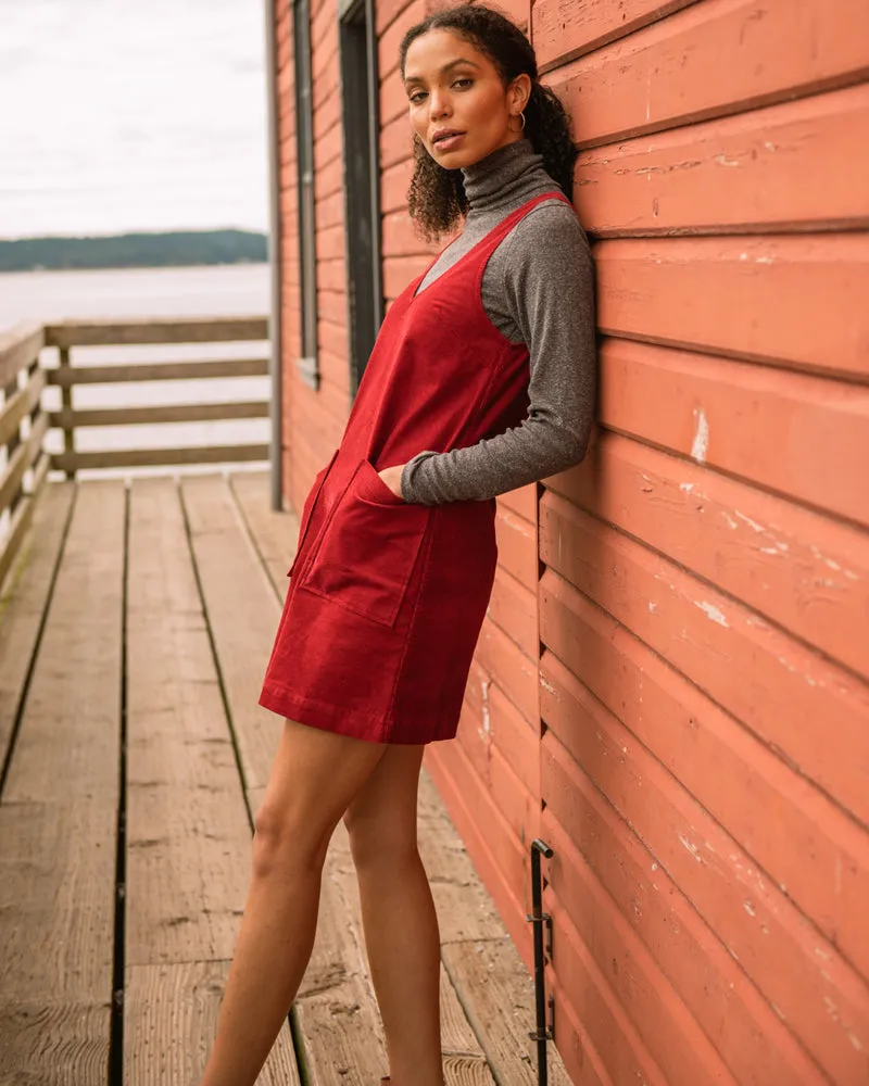 Organic Corduroy V-Neck Mini Dress