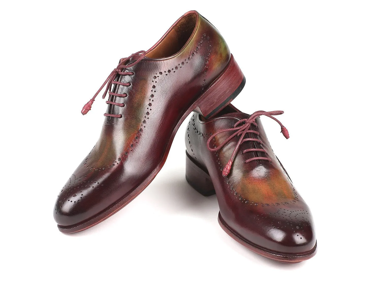 Paul Parkman Opanka Construction Green & Bordeaux Oxfords (ID#726-GRE-BOR)