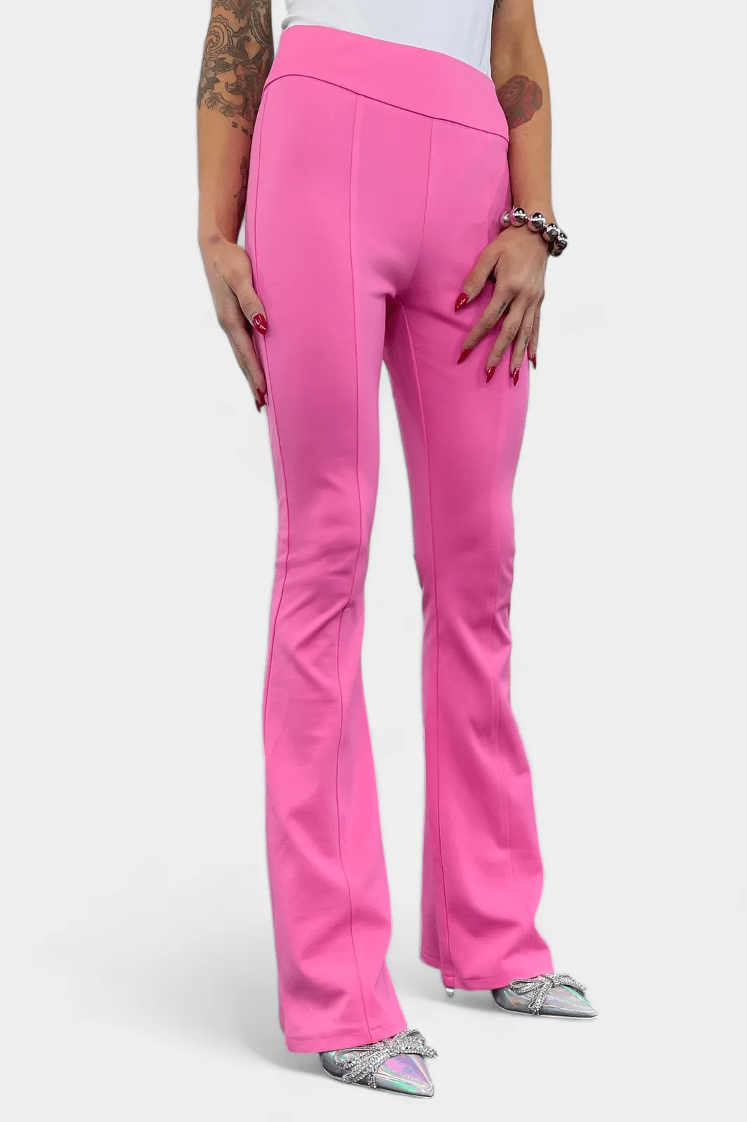 Pink High Waisted Flare Pants [NO RETURNS]