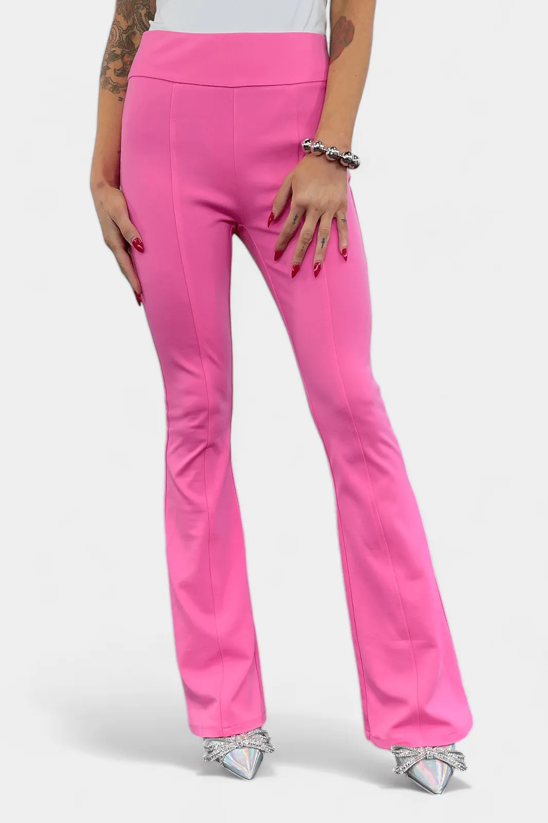 Pink High Waisted Flare Pants [NO RETURNS]