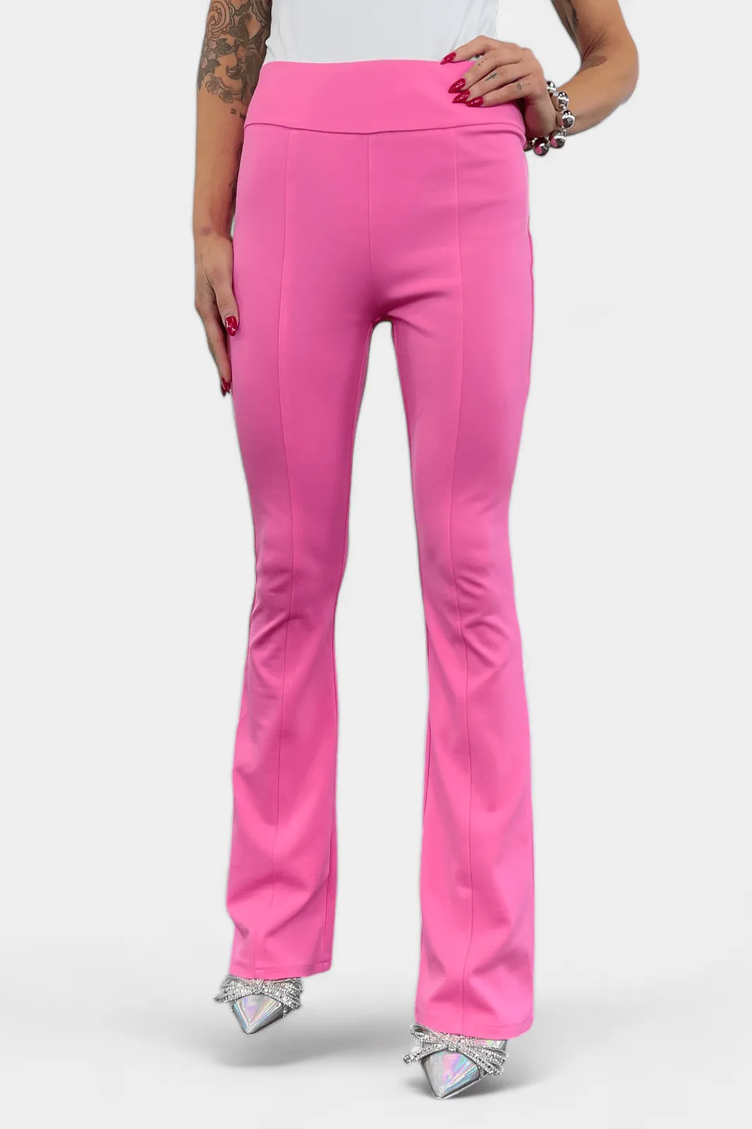 Pink High Waisted Flare Pants [NO RETURNS]