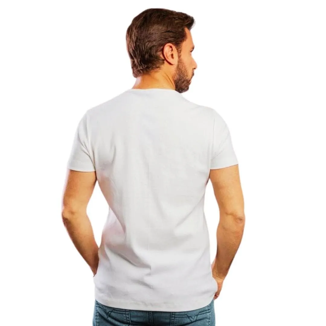 Plain Short-sleeve O-neck Body with a buttons-Ecru