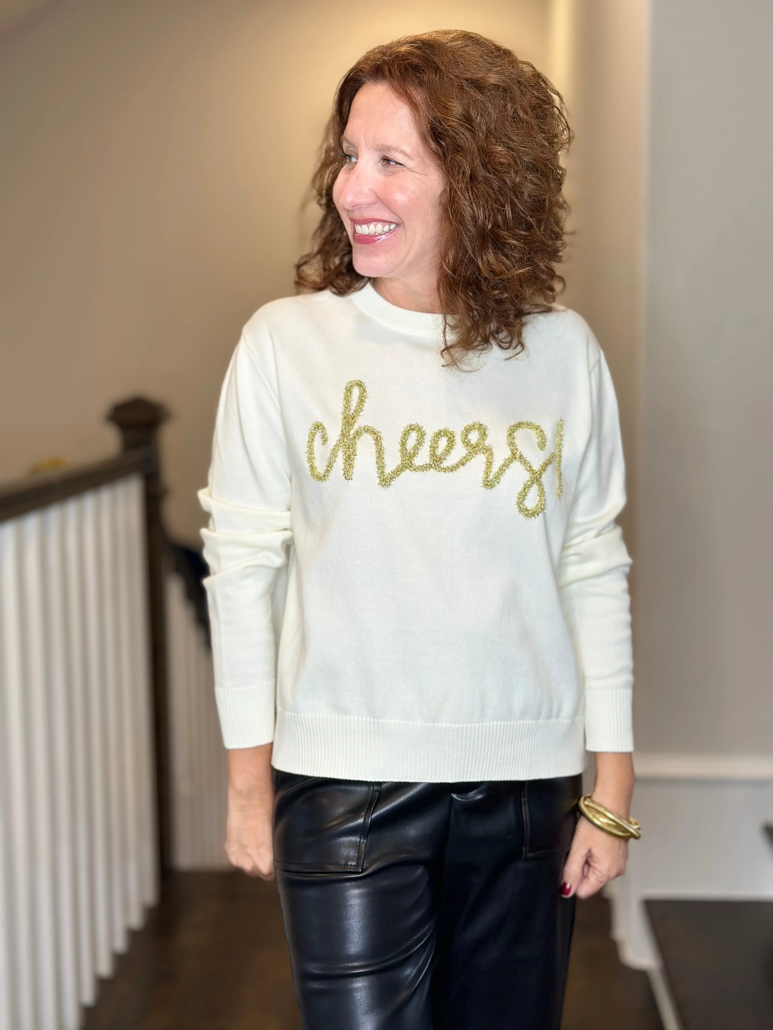 Queen of Sparkles Cheers Sweater in White