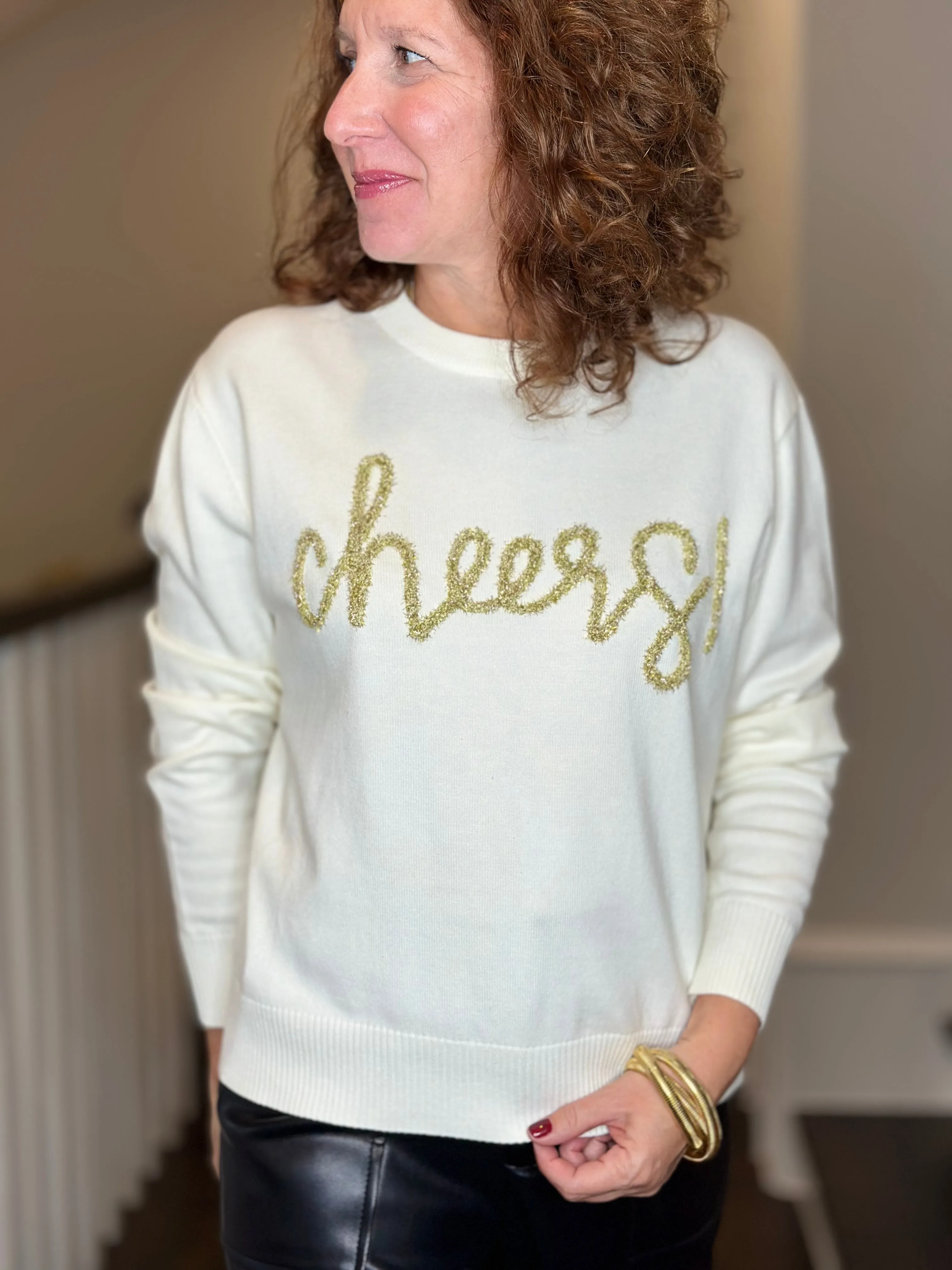 Queen of Sparkles Cheers Sweater in White