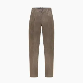 Raul Suede Leather Pleated Chino Pants