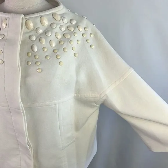 RedValentinoCream Jacket with Beaded Trim