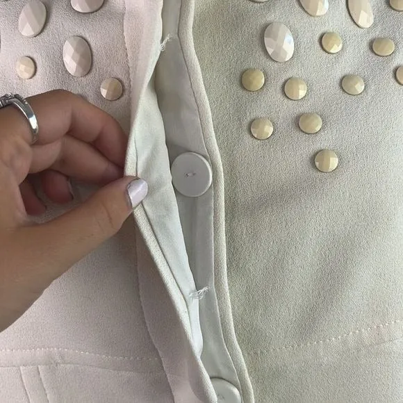 RedValentinoCream Jacket with Beaded Trim