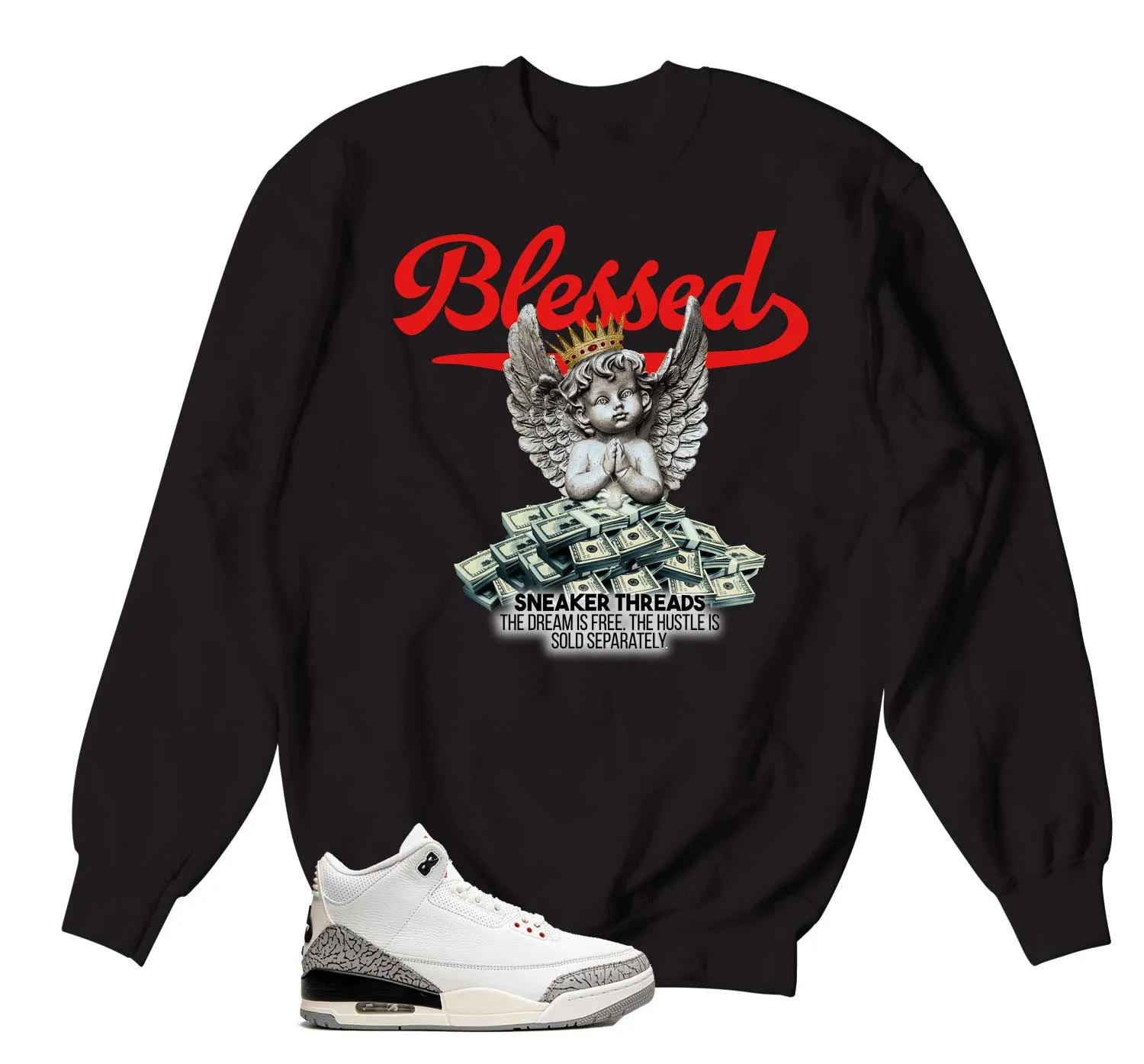 Retro 3 Reimagined White Cement Blessed Angel Sweater