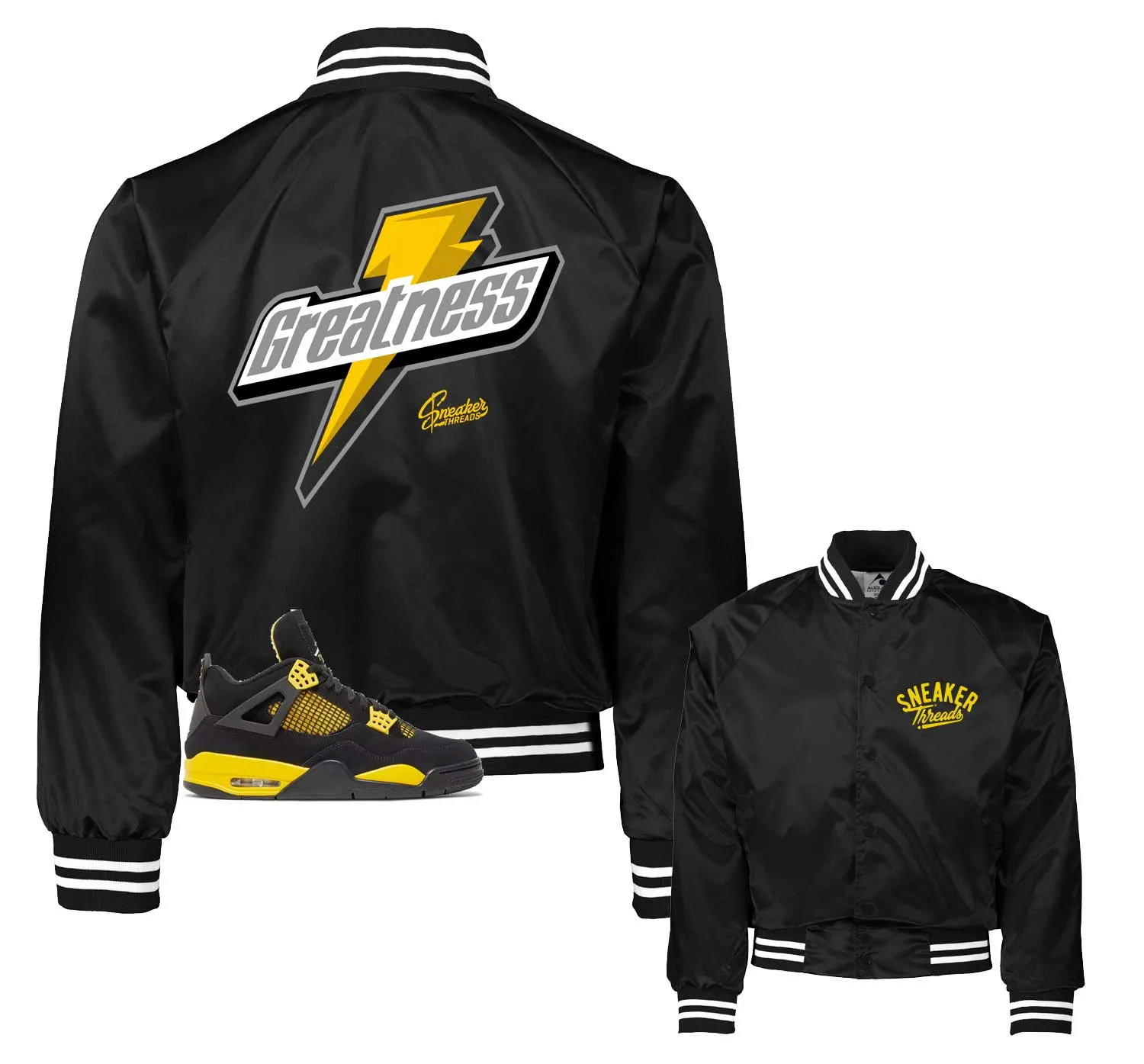 Retro 4 Yellow Thunder Jacket - Greatness - Black