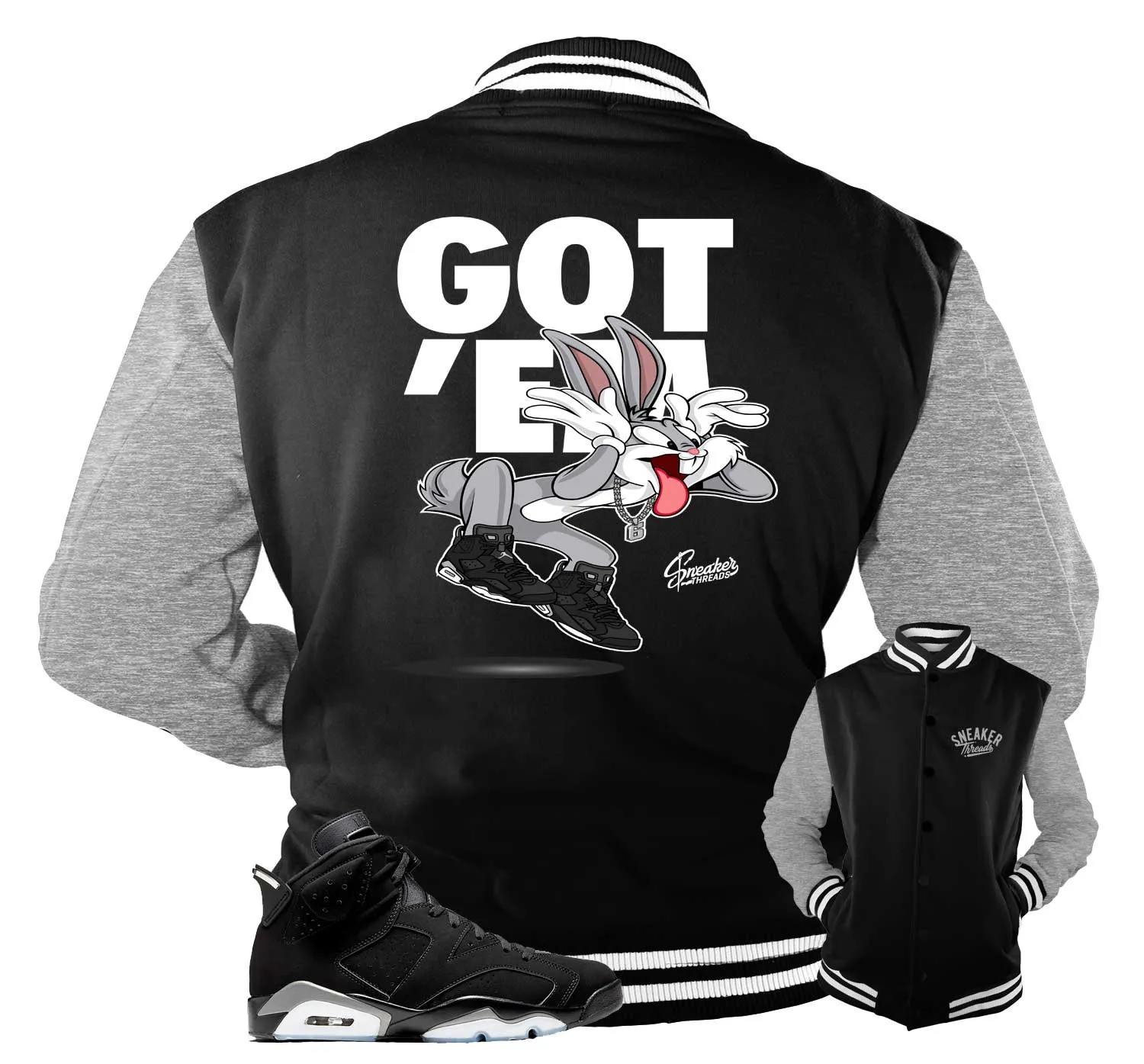 Retro 6 Metallic Silver Jacket - Got Em - Black