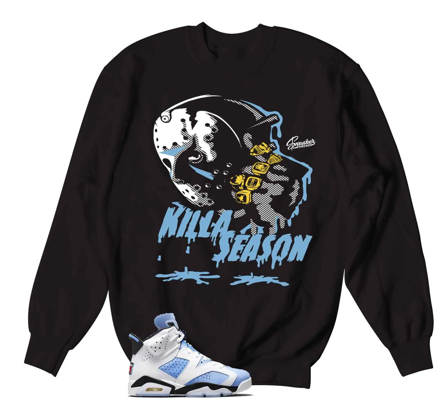 Retro 6 University Blue Sweater - Killa Season - Black