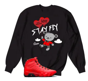 Retro 9 Chile Red Sweater - Money Over Love - Black