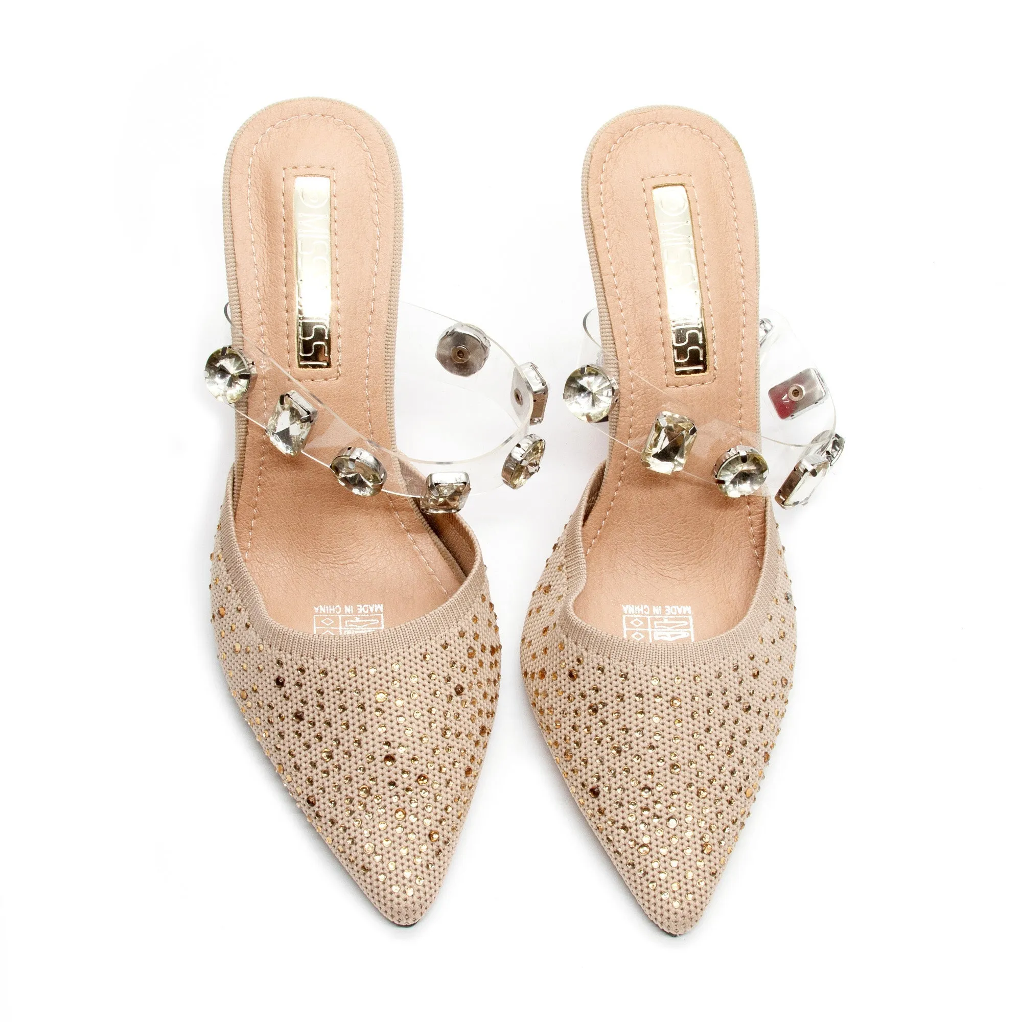 Rhinestone Short Heel Sandals