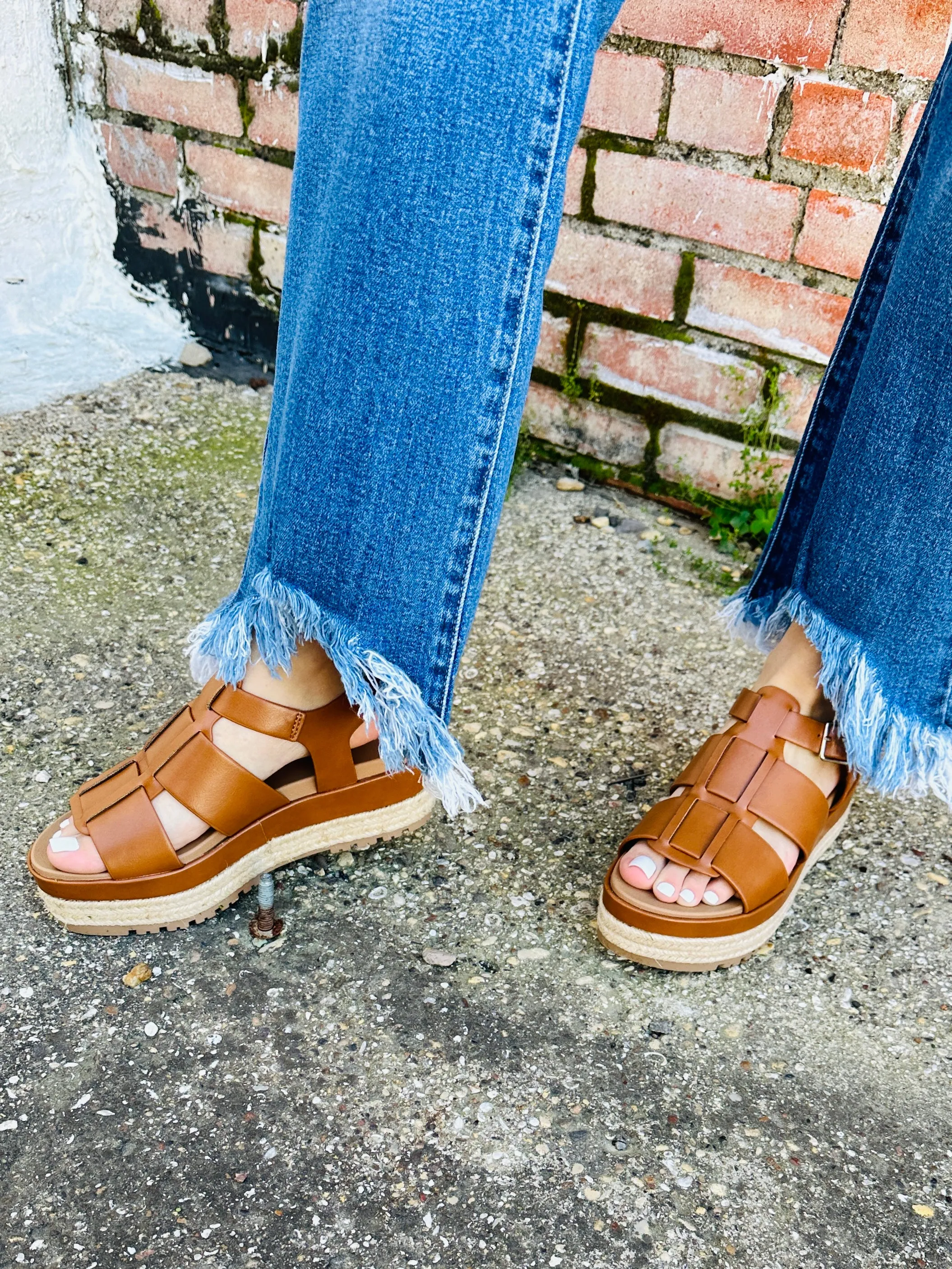 Shining Brightly Platform Sandals  Brown