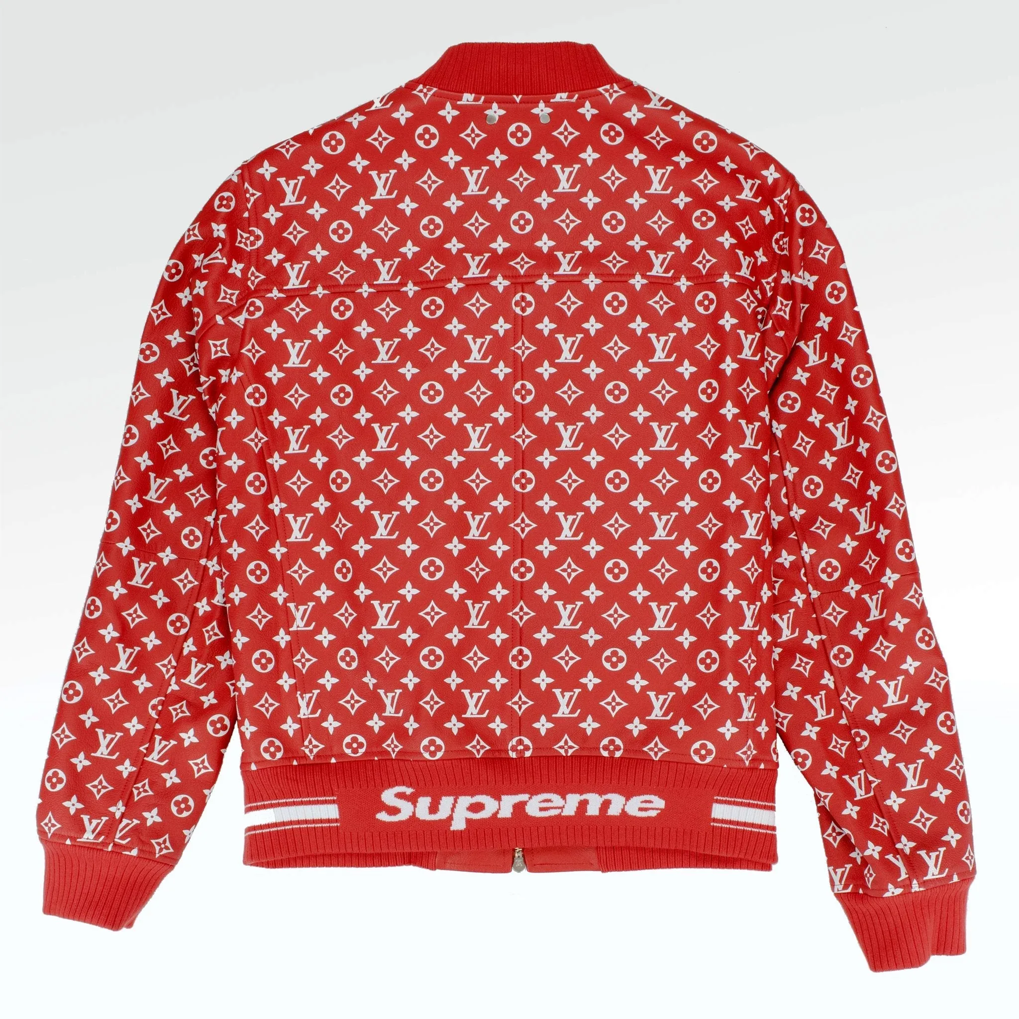 Supreme x Louis Vuitton Leather Blouson Red Monogram Jacket