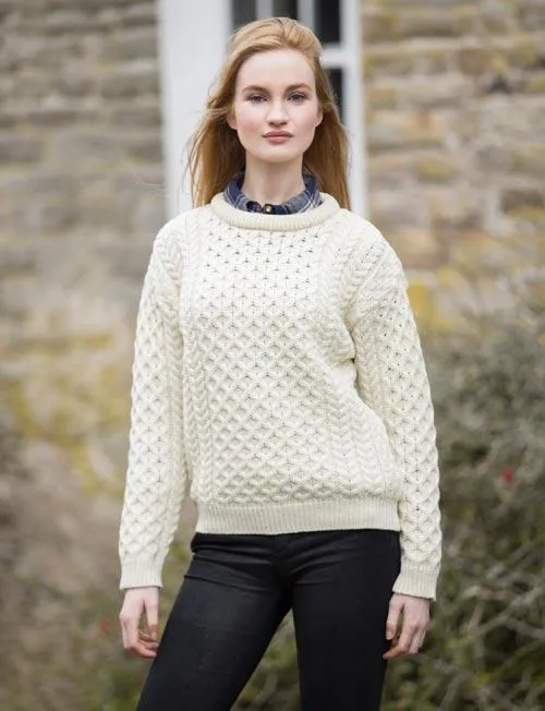 Unisex Crew Neck Aran Sweater