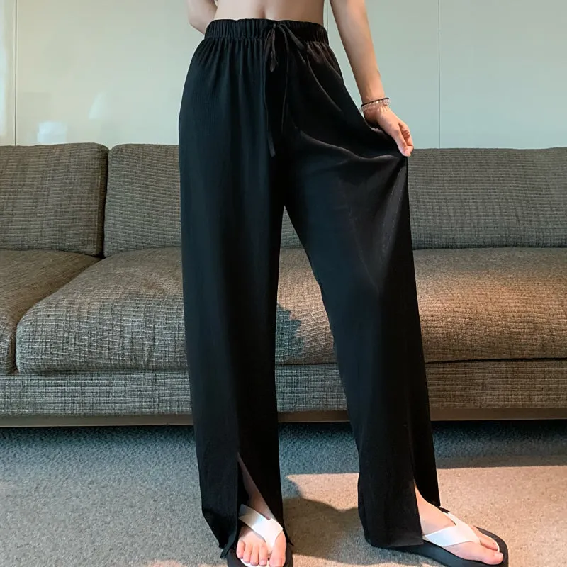 Wide-Leg Pants With Hem Split