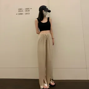 Wide-Leg Pants With Hem Split