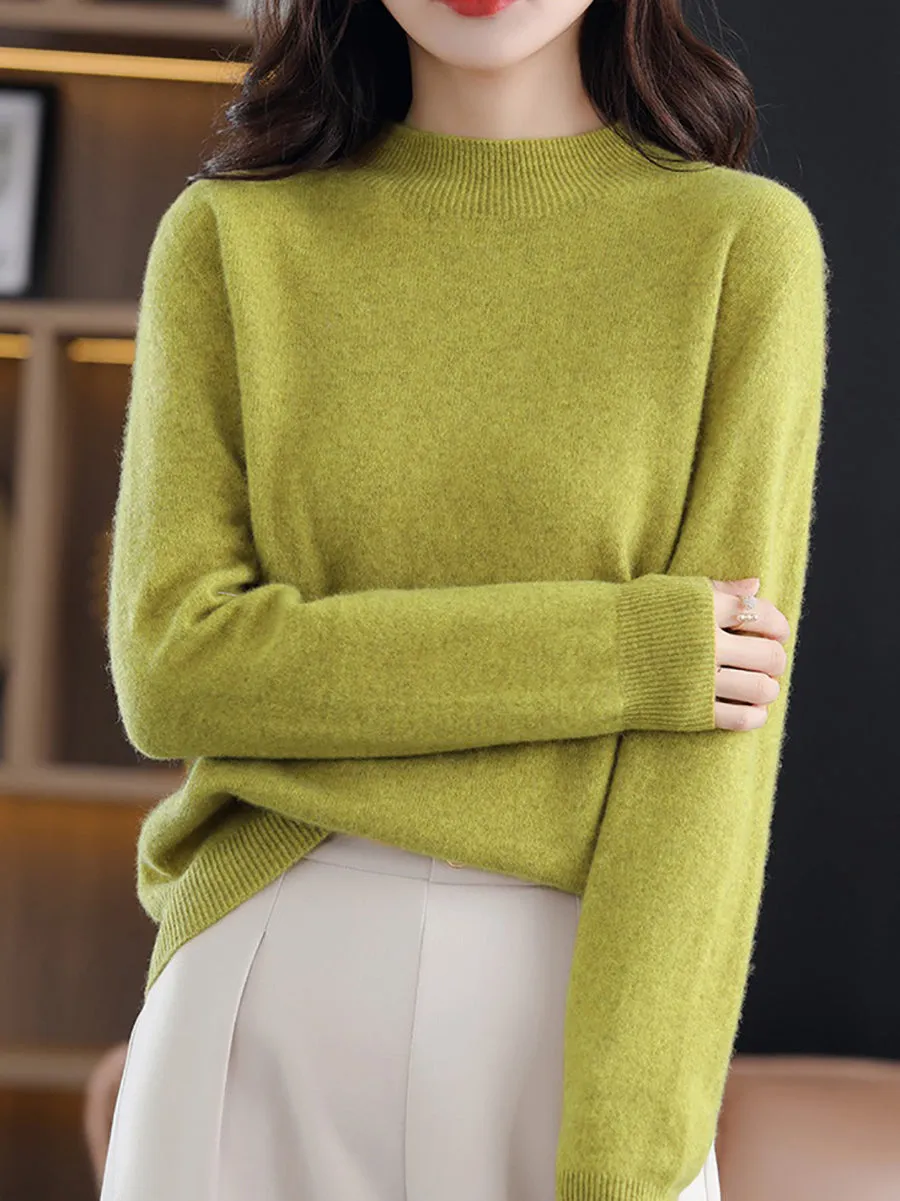 Women Casual Solid Winter Wool Warm Sweater