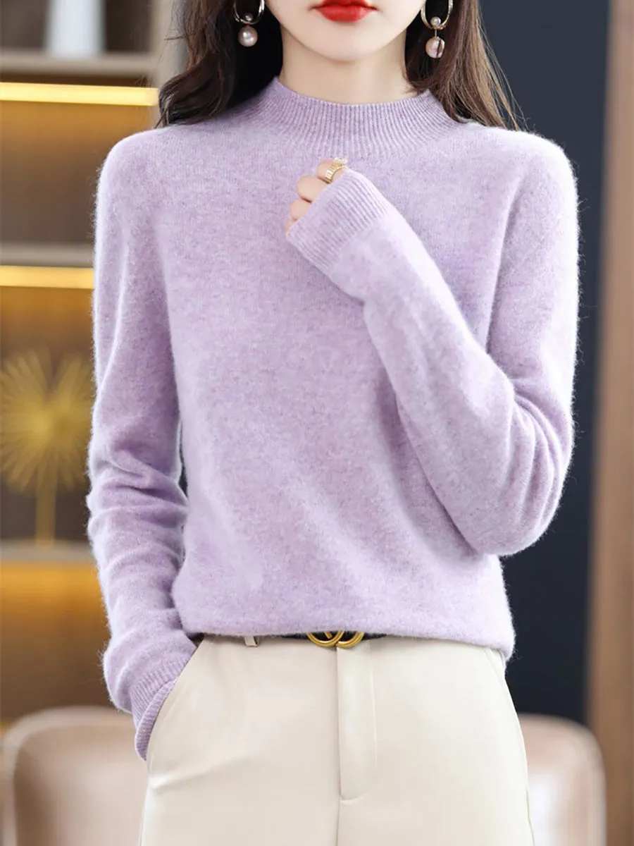 Women Casual Solid Winter Wool Warm Sweater