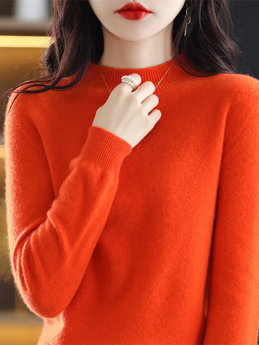 Women Casual Solid Winter Wool Warm Sweater