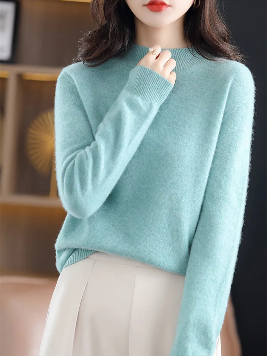 Women Casual Solid Winter Wool Warm Sweater