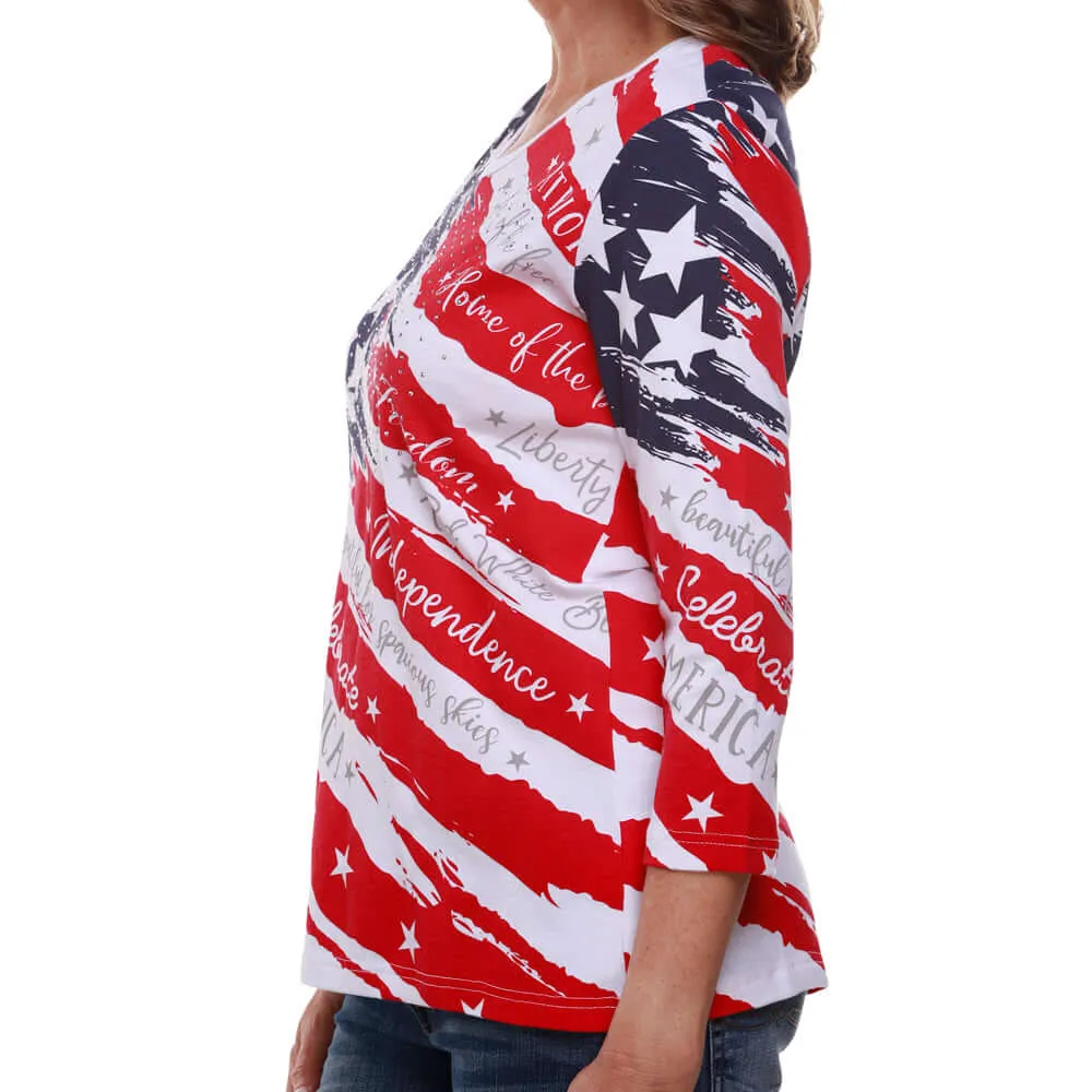 Women's Celebrate America 3/4 Sleeve Top