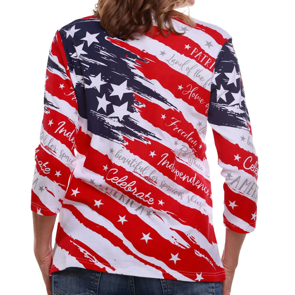 Women's Celebrate America 3/4 Sleeve Top